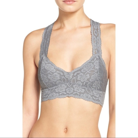 Intimately Free People Galloon Lace Racerback Bralette Light Grey Medium - Picture 6 of 7